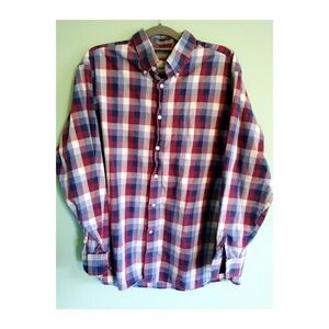 Daniel Cremieux blue and red plaid button up dress shirt office casual Sz XL